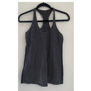 lululemon athletica Black and White Striped Racerback Tank